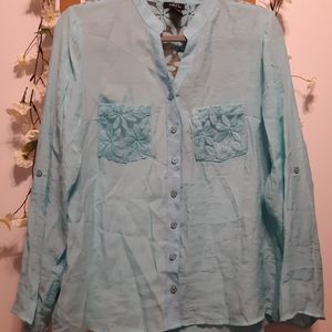 RUE21- XL aqua blue button up blouse